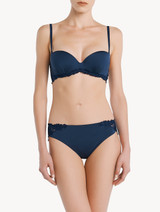 Reggiseno a fascia in Lycra® blu con tulle ricamato_3