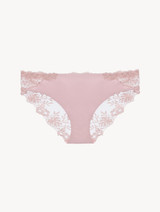 Slip medio in Lycra® rosa con tulle ricamato_0