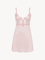 Slipdress in modal rosa con tulle ricamato_0