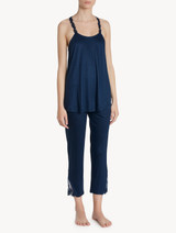 Canotta in modal blu con tulle ricamato_3