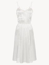 Camicia da notte in seta off-white e pizzo Leavers_0