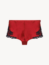 Shorty in seta rossa con ricamo a frastaglio_RF_0
