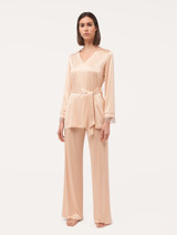 Pigiama in viscosa stretch beige e tulle_1