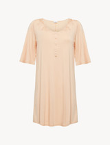 Camicia da notte in jersey rosa con tulle ricamato_0