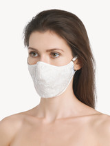 Mascherina in cotone crema con tulle ricamato_1