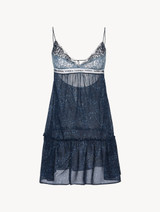 Slipdress in georgette di seta blue con pizzo Leavers_0