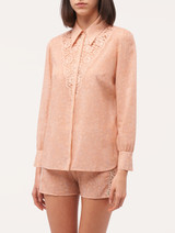 Camicia in georgette di seta rosa con pizzo Leavers_1
