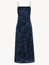 Camicia da notte in raso di seta blu con pizzo Leavers_0