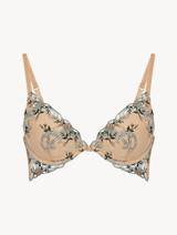 Reggiseno push-up in pizzo Leavers color sabbia_0