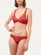 Reggiseno con ferretto in Lycra® rosso granato con pizzo Leavers_1