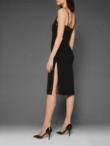 Slipdress in seta italiana nera con pizzo jacquard_2