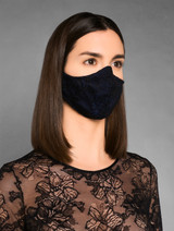 Mascherina in pizzo jacquard italiano nero e blu_1