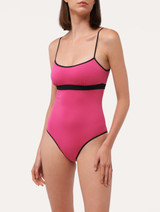 Costume intero color-block fucsia e nero_1