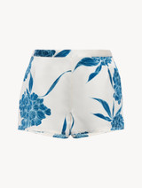 Short da pigiama in seta con motivi floreali azzurro polvere_0