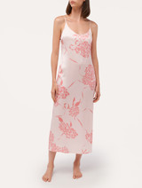Sottoveste lunga in seta con motivi floreali rosa tenue_1