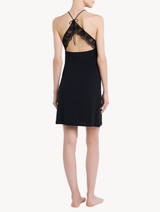 Slipdress in rayon nero con pizzo_2