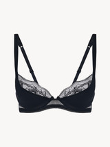 Reggiseno a balconcino  in tulle stretch nero_0