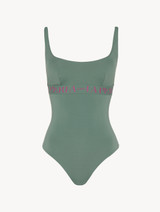 Costume intero verde kaki con logo_0