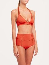 Slip mare a vita alta rosso mattone con dettagli glitterati_1