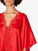 Vestaglia corta in seta rossa con macramè_4