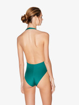Costume intero verde turchese con scollatura profonda_2