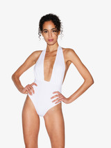 Costume intero bianco con scollatura profonda_1