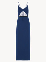 Camicia da notte lunga in rayon blu denim scuro_0