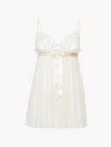 Baby-doll e perizoma in tulle ricamato off-white_0
