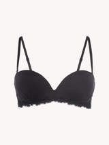 Reggiseno a fascia in Lycra® nera con tulle ricamato_0