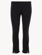 Pantalone a costine misto cashmere colore Onyx con ricami a frastaglio_0