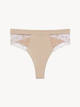 Slip a vita alta beige con tulle ricamato_0