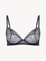 Bralette in blu acciaio e nero con pizzo Leavers_0