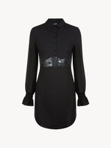 Camicia in modal nero con dettaglio in pizzo Leavers_0