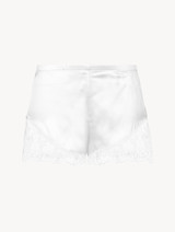 Short da pigiama in seta off-white con finiture in pizzo Leavers_0