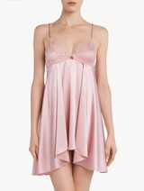 Baby doll in raso di seta rosa_1