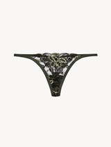 Perizoma in Lycra® verde e pizzo Leavers nero_0