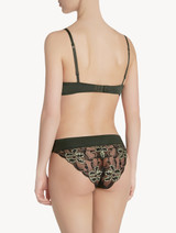 Slip medio in Lycra® verde e pizzo Leavers nero_2