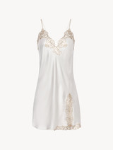 Slipdress in seta off-white con macramè oro_0
