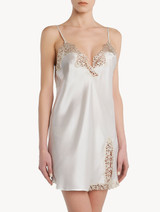 Slipdress in seta off-white con macramè oro_1