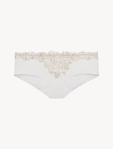 Shorty off-white con macramè metallizzato_0