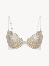 Reggiseno push-up off-white con macramè metallizzato_0