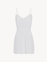 Slipdress corto in viscosa off-white con tulle_0