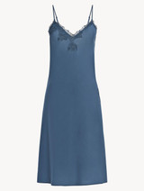 Camicia da notte corta in viscosa blu fiordaliso con tulle_0
