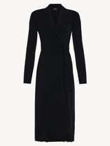 Vestaglia corta in viscosa nera con tulle_0