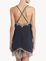 Slipdress in tulle e georgette di seta grigio scuro e rosa_2