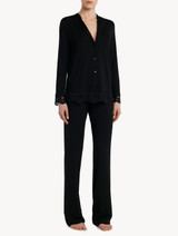 Pigiama lungo in modal stretch nero_1