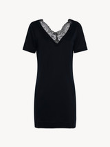 Camicia da notte corta in jersey modal nero_0