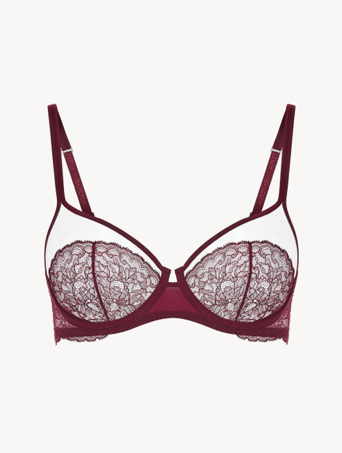 Reggiseno con ferretto in pizzo Leavers rosso mirtillo_1