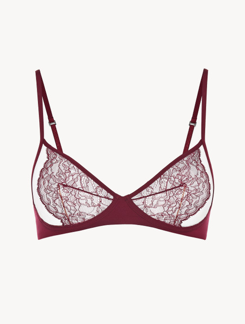 Reggiseno senza ferretto in pizzo Leavers rosso mirtillo_4