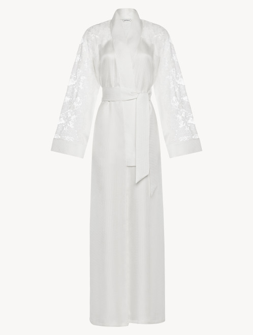 Vestaglia off-white in seta e pizzo Leavers_0